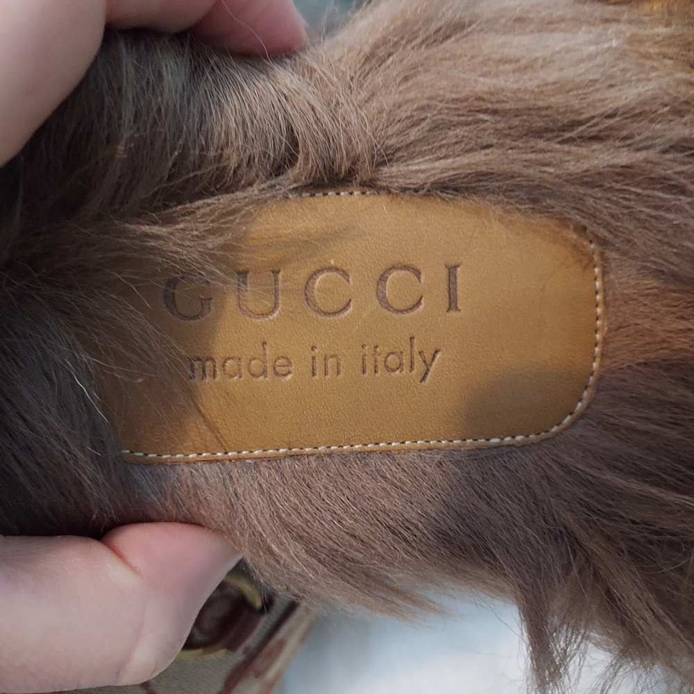 Gucci Beige GG Monogram Fur Princetown Mens Mules - Picture 3 of 10